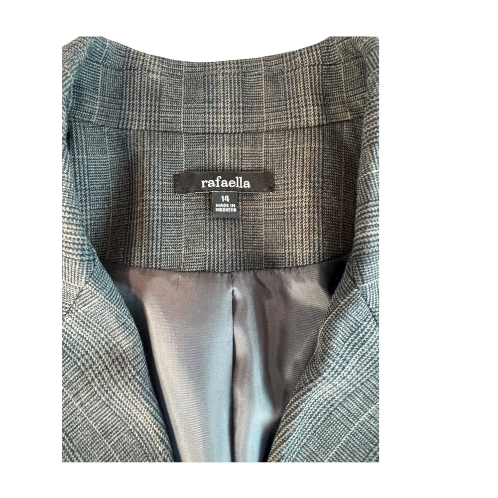 Rafaella Grey Glen Plaid Pant Suit Set Blazer 14 Pants 16 Professional Office - Picture 2 of 11